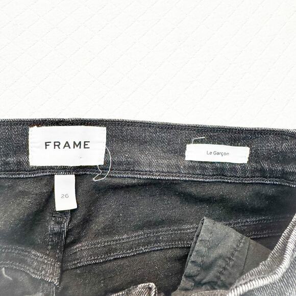 Frame Le Garcon Pembroke Black Wash Skinny Denim Jeans Size 26 - Picture 6 of 9